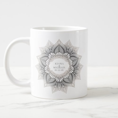 Mandala Lace Wedding Neutrals ID478 Giant Coffee Mug