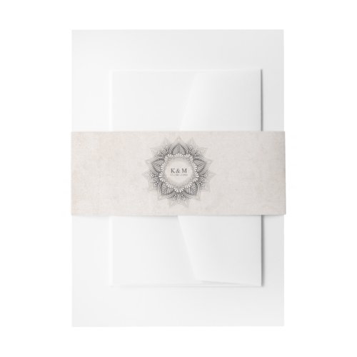 Mandala Lace Wedding Neutrals ID478 Invitation Belly Band