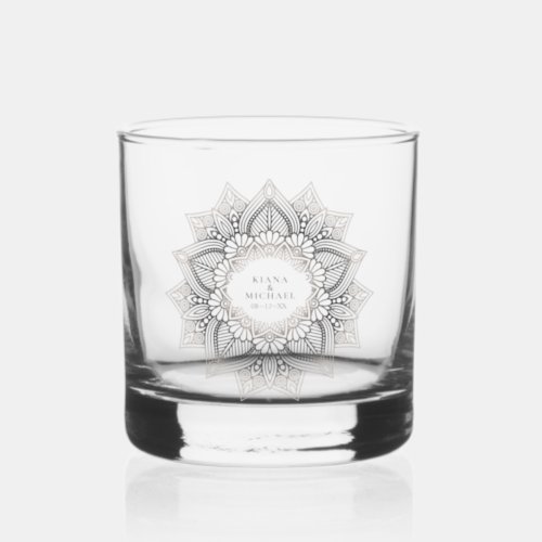Mandala Lace Wedding Neutrals ID478 Whiskey Glass
