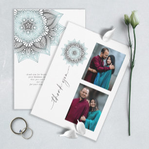 Mandala Lace Wedding Photo Thank You Blue ID968