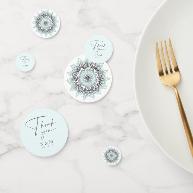 Mandala Lace Wedding Thank You Lt. Blue ID968  Confetti (Group)