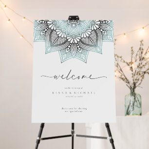 Mandala Lace Wedding Welcome Lt. Blue ID968 Foam Board