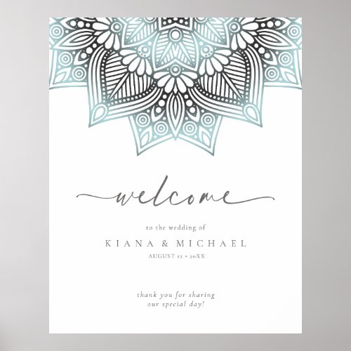 Mandala Lace Wedding Welcome Lt Blue ID968  Poster