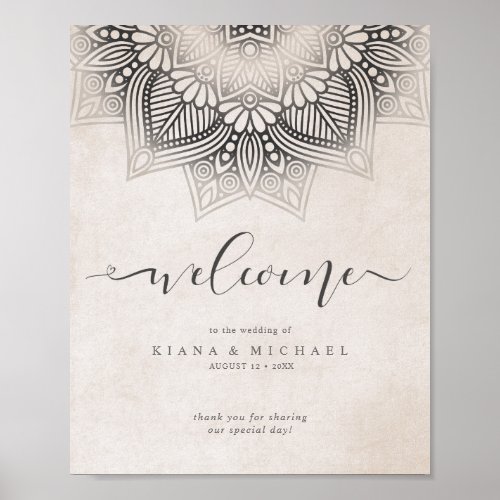 Mandala Lace Wedding Welcome Neutrals ID478 Poster