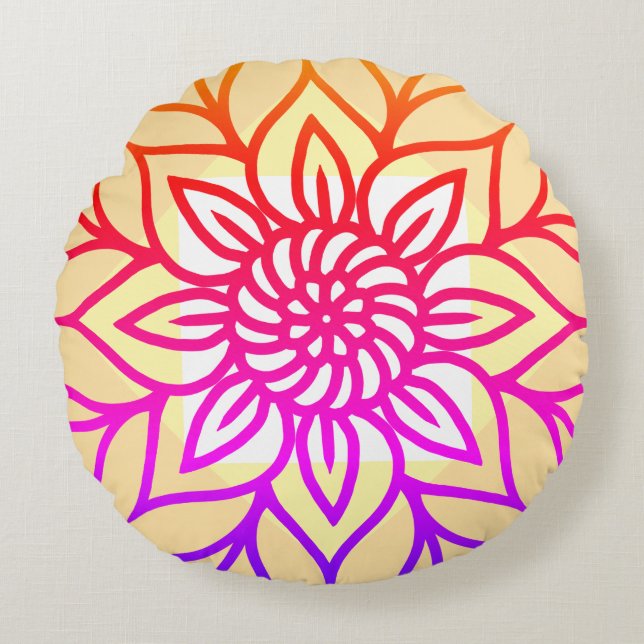Mandala Light Round Pillow (Front)