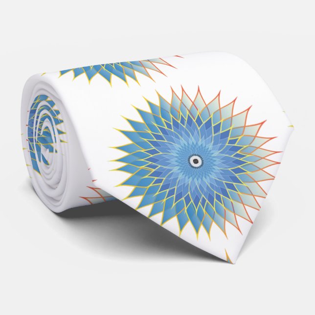 Mandala Lotus Blossom Thunder_Cove Neck Tie (Rolled)