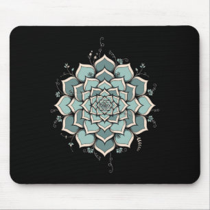 Mandala Lotus Buddha Zen Art Botanical Succulent F Mouse Pad