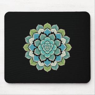 Mandala Lotus Buddha Zen Art Botanical Succulent F Mouse Pad