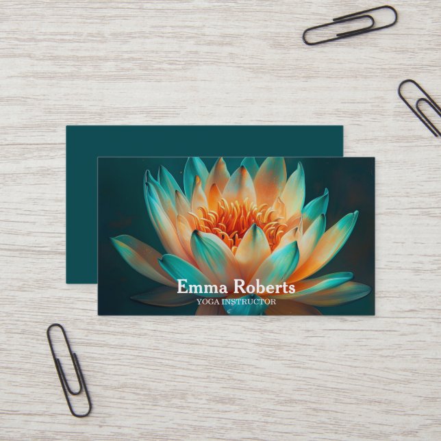 MANDALA LOTUS CUSTOMIZED YOGA  INSTRUCTOR BUSINESS CARD (Front/Back In Situ)