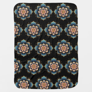 Mandala Lotus Flower with Sparkling Crystals Baby Blanket