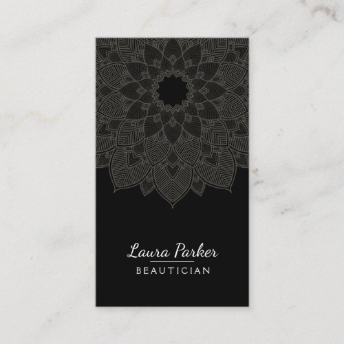 Mandala Lotus Flower Yoga Black White Clean Business Card