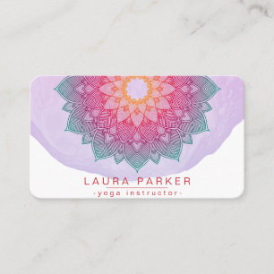 Mandala Lotus Flower Yoga Pink Holistic Business C Card