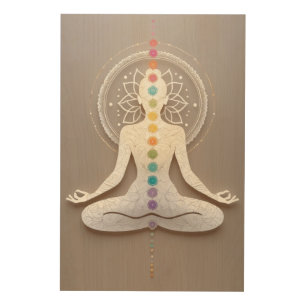Mandala Lotus Pose Silhouette – Aligned Chakras Wood Wall Art