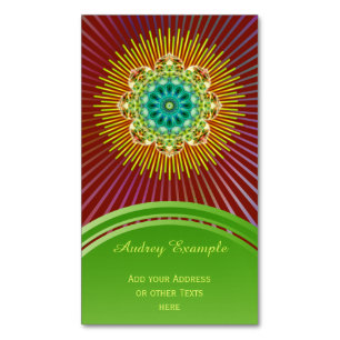 Mandala Lotus yellow green + your backgr. & ideas Business Card Magnet