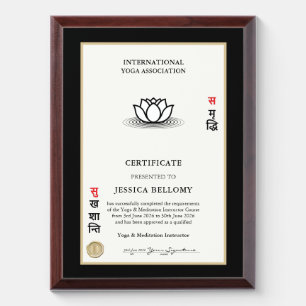 Mandala Lotus Yoga Award Plaque