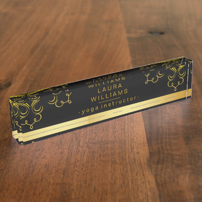 Mandala Lotus Yoga Holistic Gold Classic Name Plate (Side)