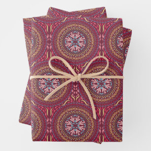 Mandala Magenta Design Wrapping Paper Sheets