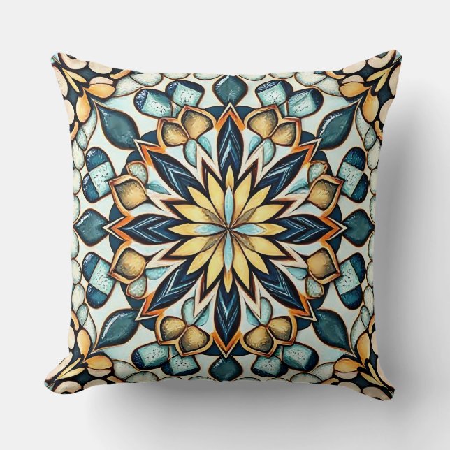Mandala Magic Mosaic Throw Pillow (Front)