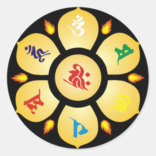 Mandala Mantra of Goddess Buddhist Sanskrit Classic Round Sticker