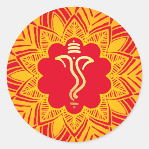 Mandala Mehendi Design Ganesh Indian God   Classic Round Sticker