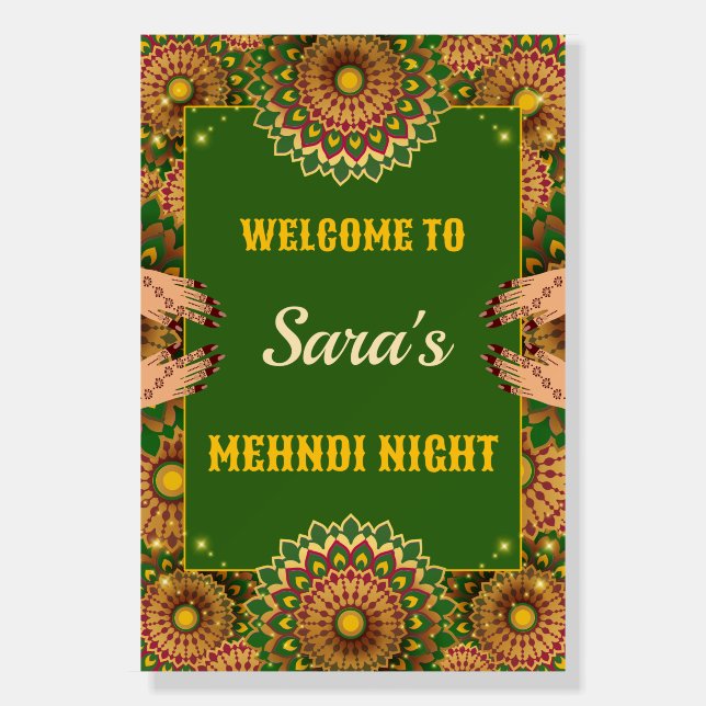 Mandala Mehndi Night Welcome Sign (Front)