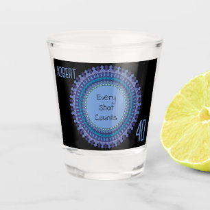 Mandala Men's 40th Birthday Party Add Name Text Shot Glass