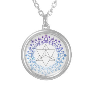 Mandala Merkaba Yoga Spiritual Meditation Silver Plated Necklace
