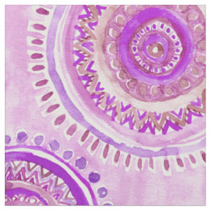 MANDALA MINDSET Purple Boho Watercolor Pattern Fabric