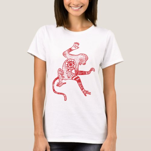 Mandala Monkey Womens Boxy Crop Top T_Shirt