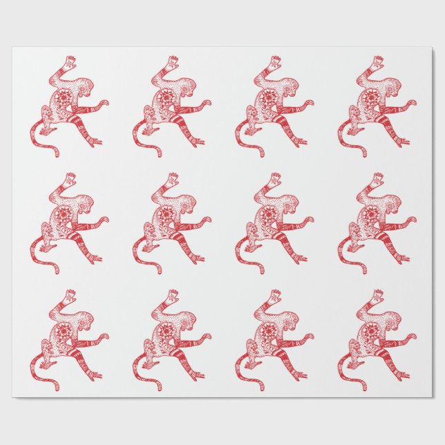 Mandala Monkey  Wrapping Paper (Flat)