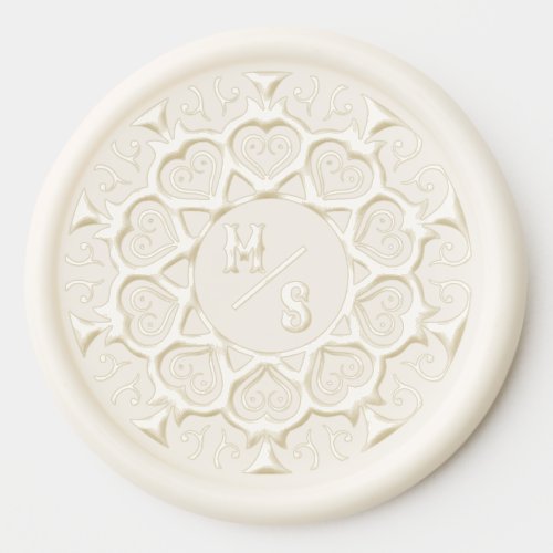 Mandala Monogram Stylish Heart Real Wax Seal Sticker