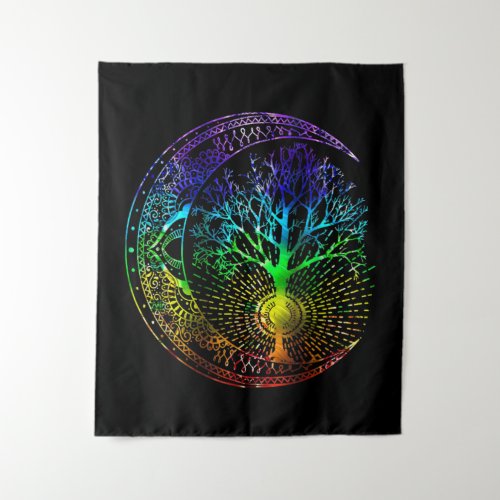 Mandala Moon Chakra Tree of Life Tapestry