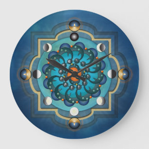Mandala Moon Phases Wall Clock