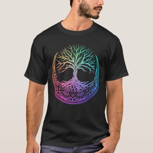 Mandala Moon Reiki Master Yoga Meditation Tree T_Shirt