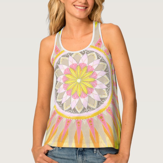 Mandala Morning Sun Colorful Women's Tank Top (Front)