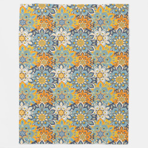 Mandala/Moroccan Tile Pattern Fleece Blanket