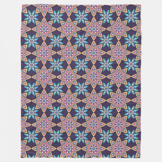 Mandala/Moroccan Tile Pattern Fleece Blanket (Front)