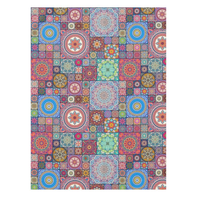 Mandala/Moroccan Tile Pattern Tablecloth (Front)
