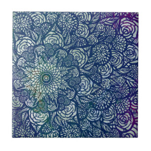 Mandala Nature Floral Ceramic Tile