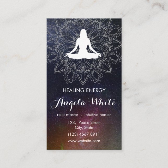 Mandala Nebula Galaxy Trendy Celestial Boho Modern Business Card (Front)