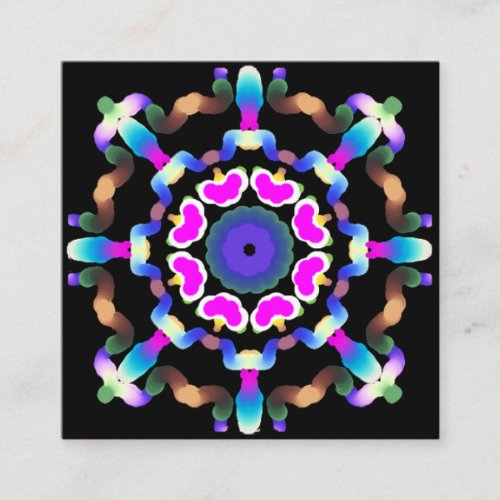  Mandala Neon Reiki Yoga Healing Arts Square Business Card