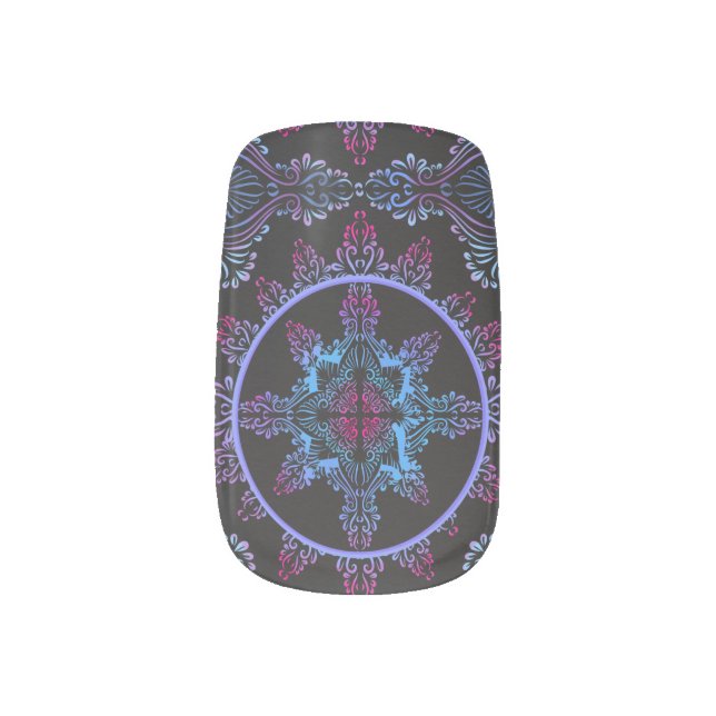 Mandala Night Flower Minx Nail Wraps (Left Thumb)