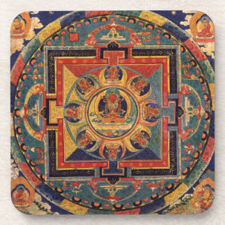 Mandala of Amitayus. 19th century Tibetan school Beverage Coaster