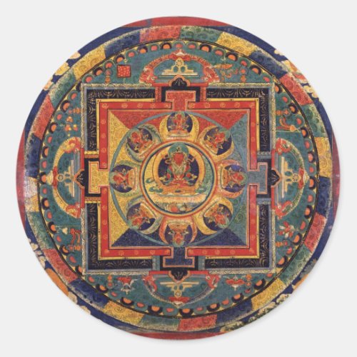 Mandala of Amitayus 19th century Tibetan school Classic Round Sticker