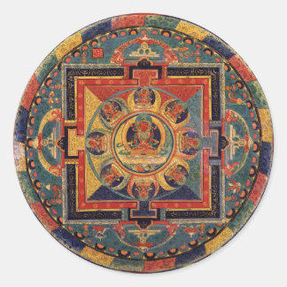 Mandala of Amitayus. 19th century Tibetan school Classic Round Sticker