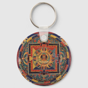 Mandala of Amitayus. 19th century Tibetan school Keychain