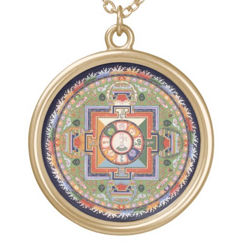 Mandala of Chenrezig Avalokiteshvara Compassion Gold Plated Necklace