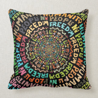 Mandala of letters in color throw pillow