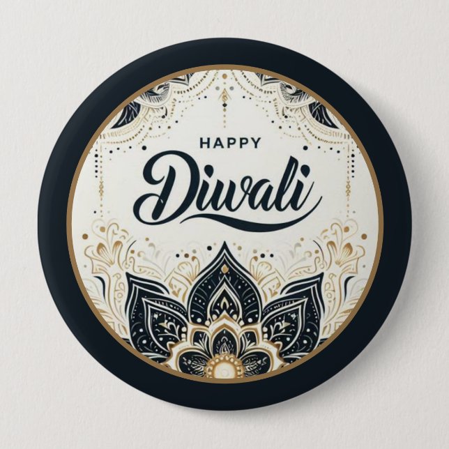Mandala of Light and Blessing Diwali Button (Front)