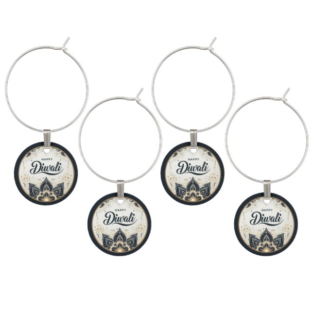 Mandala of Light and Blessing Diwali Wine Charm (Staggered)